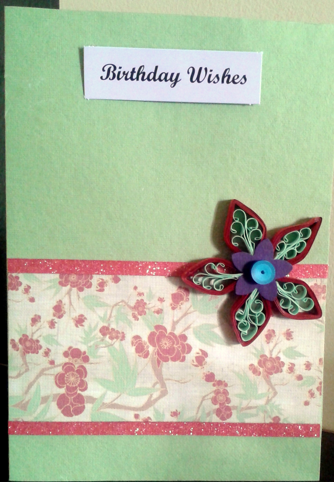 Green quilled card in For Kids