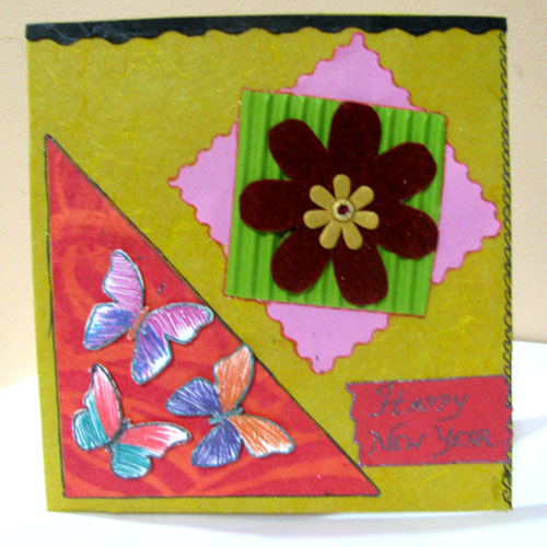 Three Butterflies New Year Card in New Year